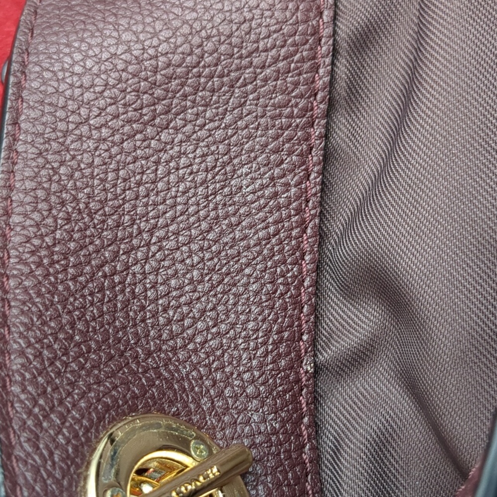 Coach Deep Burgundy Edie Leather Bag - Picture 16 of 16
